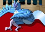  articuno avian beak bird blue_body blue_feathers butt claws collar crystal detailed_background feathered_wings feathers female feral genitals half-closed_eyes hi_res justwhite legendary_pok&eacute;mon long_tail looking_at_viewer lying lying_on_ground narrowed_eyes night nintendo nude on_front paws pok&eacute;mon pok&eacute;mon_(species) pose pussy red_eyes serious serious_face solo thick_thighs video_games wings 