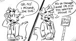 anthro black_and_white bus_stop clothing comic dialogue english_text hi_res hoodie male mammal monochrome simple_background solo text tinydeerguy topwear white_background 