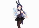  animal_ears black_hair braids bunny bunny_ears bunnygirl honzuki_no_gekokujou long_hair myne pantyhose rimo skirt third-party_edit white wristwear yellow_eyes 