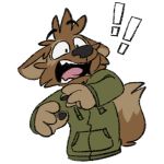  ! 1:1 alpha_channel canid canine canis clothing domestic_dog green_clothing green_topwear hoodie male mammal matt_riskely open_mouth scared solo teeth_showing tinydeerguy tongue tongue_out topwear 