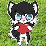  &lt;3 1:1 anthro big_eyes black_body black_fur blush canid canine canis domestic_dog emo_hair facial_piercing fur husky lilcone male mammal nordic_sled_dog nose_piercing piercing rivey_ravenheart septum_piercing solo spitz telegram_stickers tongue tongue_out white_body white_fur 