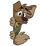  1:1 alpha_channel anthro canid canine canis clothing domestic_dog green_clothing green_shirt green_topwear hiding male mammal matt_riskely shirt solo tinydeerguy topwear 