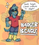  anthro badler_the_beagle baseball_cap blue_bottomwear blue_clothing blue_hat blue_headwear blue_pants bottomwear canid canine canis character_name clothing detailed_background dialog_box domestic_dog english_text eyewear footwear fur green_body green_fur hat headgear headwear hi_res legwear male mammal open_mouth orange_background pants pattern_clothing pattern_legwear pattern_socks red_clothing red_hat red_headwear red_shirt red_topwear shirt shorts simple_background socks solo striped_clothing striped_legwear striped_socks stripes sunglasses t-shirt teeth_showing text tinydeerguy toeless_socks topwear yellow_clothing yellow_legwear yellow_socks 