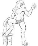  alien ambiguous_gender barefoot black_and_white briefs clothed clothing dark_clothing furniture halo halo_(series) microsoft monochrome sangheili simple_background sketch solo stool thegreatmatsutzu thel_vadamee topless underwear video_games white_background xbox_game_studios 