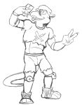  anthro black_and_white bottomwear cellphone clothed clothing footwear fully_clothed gecko lizard male mondo_gecko monochrome pants peace_sign_(disambiguation) phone reptile scalie shirt shoes simple_background smartphone solo teeth_showing thegreatmatsutzu topwear white_background 