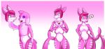  &lt;3 2020 anthro breast_growth breasts canid duo featureless_breasts featureless_crotch female fur growth hair hi_res himuic-tmill living_costume mammal marine mind_control open_mouth pink_body pink_eyes pink_fur pink_hair pink_nose sequence simple_background smile suit_transformation transformation 