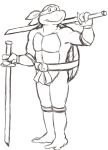  anthro black_and_white leonardo_(tmnt) male monochrome reptile scalie simple_background solo teenage_mutant_ninja_turtles thegreatmatsutzu turtle white_background 