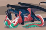  3:2 aquatic_dragon cassidy_(shicho) cloe_(shicho) dragon duo female feral frill_(anatomy) horn hydra licking licking_another licking_partner lunalei lying male male/female marine missionary_position on_back raptor_claws sex tongue tongue_out wingless_dragon zek 