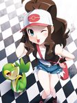  :p bag baseball_cap blue_eyes boots brown_hair c-gear checkered curly_hair cutoffs denim denim_shorts exposed_pocket gen_5_pokemon hand_on_hip handbag hat legs long_hair md5_mismatch one_eye_closed pokemon pokemon_(creature) pokemon_(game) pokemon_bw ponytail shorts snivy tank_top thighs tongue tongue_out touko_(pokemon) vest watch wristband wristwatch yagitori 