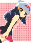  beanie blush dutch_angle hand_on_own_chest hat kimoko looking_back platinum_berlitz pokemon pokemon_special solo thighhighs 