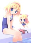  alice_margatroid artist_request blonde_hair chibi matching_shanghai name_tag one-piece_swimsuit school_swimsuit shanghai_doll short_hair solo swimsuit touhou 