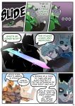 anthro aura avalon_(samaraka) beard bruised canid canine canis claws clothing cobalt_beast comic comic_panel crisis crisis_ch1 dialogue domestic_dog duo english_text facial_hair fight flashback glowing glowing_eyes green_eyes green_hair hair hero hi_res knight latex lizard male male/male mammal mask melee_weapon muscular nude reptile rhinoceros samaraka scalie shiba_inu shirt slide smoke sonarceros spandex spitz stick sword tartarus_(samaraka) text tight_clothing topwear torn_clothing torn_mask training tunic villainous warrior weapon wolf