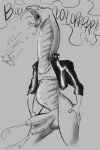 2_penises abdominal_bulge absurd_res after_vore anthro anthro_pred balls belly better_version_at_source big_belly big_penis bodily_fluids burp_cloud burping burping_up_object clothing cum cumshot death digestion digestion_noises dripping ejaculation erection fatal_vore female female_prey footwear front_view genital_fluids genitals gothmeup hi_res high_heels humanoid_genitalia humanoid_penis jacket leather leather_clothing leather_jacket leather_topwear long_neck male male_pred monochrome multi_genitalia multi_penis navel onomatopoeia open_mouth oral_vore penis piercing reptile saliva saliva_drip scalie shoes simple_background snake sound_effects text tongue tongue_out tongue_piercing topwear vore