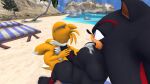 16:9 3d_(artwork) abs anthro barely_visible_genitalia barely_visible_penis beach beach_chair beach_umbrella biceps big_butt big_muscles big_pecs big_penis black_body bottom_heavy boulder bubble_butt butt canid canine chair clothing digital_media_(artwork) duo eulipotyphlan eyes_closed fellatio femboy fox freckled_face freckles furniture genitals half-closed_eyes hedgehog hi_res huge_penis larger_male legwear looking_pleasured male male/male mammal markings miles_prower muscular muscular_male muscular_thighs narrowed_eyes nude_male on_chair open_mouth oral parasol pecs penile penis penis_grab red_fox red_markings rock sea sega sex shadow_the_hedgehog sitting sitting_on_chair size_difference smaller_male sonic_the_hedgehog_(series) sonico4ever thigh_highs true_fox water wide_hips widescreen yellow_body