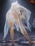3d_(artwork) absurd_res anthro big_butt blender_(artwork) blender_cycles_(artwork) butt butt_focus clothing costume digital_media_(artwork) feet felid feline female ghost_costume hi_res mammal mihoyo nude pulchra_fellini shachath3d simple_background solo tail thick_thighs translucent zenless_zone_zero