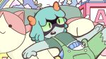 16:9 4k absurd_res adventure_time age_regression ambiguous_gender block cartoon_network cat_plushie clean_diaper clothed clothing diaper diaper_peekage elemental_creature elemental_humanoid female flora_fauna fluff_pampz hi_res horn horned_humanoid humanoid huntress_wizard navel open_mouth overalls_down pastel_theme pillow plant plant_humanoid ragged_clothing rainbow solo spread_legs spreading sprout_(plant) timmy_(adventure_time) turquoise_hair wearing_diaper widescreen