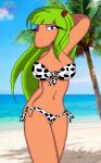 absurd_res accessory animal_print animal_print_bikini big_breasts bikini breasts camel_toe clothing cloud cow_print cow_print_bikini cricetid curvy_figure eyelashes eyeshadow female flower flower_in_hair hair hair_accessory hand_behind_head hi_res hourglass_figure lemina lemming lemmings long_hair looking_at_viewer makeup mammal mixed_media navel open_mouth palm_tree pattern_bikini pattern_clothing pattern_swimwear photo_background photography_(artwork) pink_eyeshadow pink_tongue plant raised_arm rodent sand sea sky small_mouth smile smiling_at_viewer snout standing swimwear tan_body thick_eyelashes tongue tree two-piece_swimsuit water watheanum