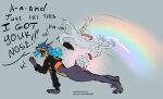 abstract_background animal_genitalia animal_penis anthro blue_hair bodily_fluids butt_sniffing canid canine canis cum cumshot dobermann domestic_dog duo_focus ejaculation english_text errokioslem feral full-length_portrait genital_fluids genitals group hair hands-free looking_at_another male mammal maslina_(errokioslem) mustelid mustelid_penis olfactophilia orgasm orgasm_from_sniffing penis pinscher portrait rainbow shaded side_view simple_shading sniffing stoaty text tongue tongue_out url