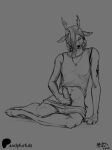 absurd_res andyfurfulz anthro antlers arm_tattoo athletic athletic_gynomorph athletic_intersex body_hair bottomwear bottomwear_down bra_strap circumcised clothed clothing deer erection eyewear genitals glasses guide_lines gynomorph hair hair_over_eye happy_trail hi_res hooves horn humanoid_genitalia humanoid_penis intersex jewelry mammal masturbation monochrome navel necklace new_world_deer pants pants_down partially_clothed patreon patreon_logo penis pubes raised_clothing raised_shirt raised_tank_top raised_topwear ria_(andyfurfulz) shirt signature simple_background sitting sitting_on_ground sketch solo tank_top tattoo topwear trans_(lore) trans_woman_(lore) white-tailed_deer