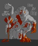 animal_genitalia anthro balls big_balls big_sheath bisected blood bodily_fluids death dragon duo fangs fur furred_dragon furred_scalie genitals gore guts hi_res huge_balls huge_sheath hyper hyper_balls hyper_genitalia hyper_sheath imminent_death intestines looking_at_viewer lune_(luneytuney) luneytuney male muscular muscular_male mythological_creature mythological_scalie mythology nipple_piercing nipples organs piercing scalie sheath size_difference teeth werecreature