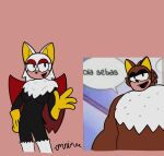 :3 anthro arm_hair bat black_body black_eyeshadow black_fur body_hair brown_quills chest_hair clothing curifeo curimeme eulipotyphlan eustace_the_hedgehog eyelashes eyeshadow facial_hair fan_character female fluffy fluffy_chest fur gloves gloves_only hair hair_on_shoulders handwear handwear_only hedgehog hi_res honduran_white_bat leaf-nosed_bat long_hair makeup male mammal markings meme meme_pose mexican microbat mole_(marking) mole_under_eye morgan_the_bat mostly_nude multicolored_body multicolored_fur muscular muscular_male omni-vee pink_background pose red_eyeshadow red_tongue red_wings sega sideburns simple_background sonic_the_hedgehog_(series) spanish_text text tongue tusks two_tone_body two_tone_fur white_body white_fur white_legs wings yangochiropteran yellow_clothing yellow_ears yellow_gloves yellow_handwear