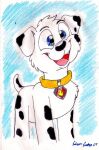 2013 black_nose black_spots blue_eyes canid canine canis collar dalmatian domestic_dog feral floppy_ears fur male mammal markings marshall_(paw_patrol) nickelodeon paw_patrol quadruped silversimba01 solo spots spotted_body spotted_fur traditional_media_(artwork) white_body white_fur yellow_collar