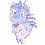 2017 ambiguous_gender anemone_(wof) dragon elllepie european_mythology fangs feral fin horn looking_at_viewer markings mythological_creature mythological_scalie mythology open_mouth scalie seawing_(wof) simple_background smile solo teeth tongue western_dragon white_background wings_of_fire