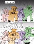 accessory alligator alligatorid animex anthro avian bear bird bow_ribbon bow_tie canid canine canis chicken color_coded comic crocodilian exhausted eyewear eyewear_on_head female five_nights_at_freddy's five_nights_at_freddy's:_security_breach galliform glamrock_chica glamrock_freddy group hair_accessory hair_bow hair_ribbon hi_res machine makeup male mammal montgomery_gator phasianid reptile ribbons robot robot_anthro roxanne_wolf scalie scottgames steel_wool_studios sunglasses sunglasses_on_head text tired translation_request wearing_sunglasses wolf