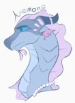 2021 accessory ambiguous_gender anemone_(wof) blue_body blue_eyes dragon ear_piercing ear_ring european_mythology feral fin furgonomics horn horn_accessory jewelry long_neck markings melonix_(artist) mythological_creature mythological_scalie mythology necklace piercing ring_piercing scalie seawing_(wof) side_view simple_background snout solo western_dragon white_background wings_of_fire