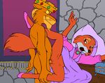  anthro canine clothing crown disney duo feline female forced fox headgear lion maid_marian male mammal penis prince_john pussy rape robin_hood robin_hood_(disney) sex sideways standing straight 