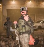3d_(artwork) absurd_res amber_eyes anthro armor ashwolfe ashwolfie blender_(artwork) bulletproof_vest camera_flash camera_shake camera_view camo camo_clothing camo_jacket camo_print camo_topwear canid canine canis cinematic cinematic_lighting city clothed clothing detailed_background digital_media_(artwork) film_grain fur gesture gun hair hand_gesture hat headgear headwear helmet hi_res holding_gun holding_object holding_ranged_weapon holding_weapon lore male male_anthro mammal middle_finger military military_uniform operator outside patrol pattern_clothing pattern_topwear photo photorealism ranged_weapon realistic red_body red_fur rifle rifle_barrel rifle_scope shirt smile smiling_at_viewer soldier solo tactical tactical_belt tactical_gear tactical_load_carring_vest tactical_pants topwear uniform urban warrior warzone weapon widescreen wolf