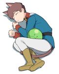  amuro_ray animal_ears blue_jacket boots cat_boy cat_ears cat_tail closed_eyes collar collared_jacket commentary_request earth_federation_space_forces gundam haro highres jacket male_focus mobile_suit_gundam oh_syz pants red_collar red_wrist_cuffs sleeping tail white_pants wrist_cuffs yellow_boots 