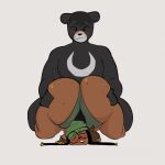 1:1 2023 ambiguous_gender animated animated_gif anthro ass_up beanie bear big_butt bite biting_lip black_body black_hair blush brown_body brown_hair butt butt_grab canid canine canis chest_markings clothed clothing dokitokiii domestic_dog duo ear_piercing ear_ring eyes_closed floppy_ears freckled_butt freckled_face freckles green_beanie green_clothing green_hat green_headwear green_panties green_underwear hair hand_on_butt hat headgear headwear huge_butt male male/ambiguous mammal markings panties piercing ring_piercing short_playtime soup_(peta_petaa) spread_legs spreading thick_thighs underwear wobbling