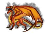 2015 alpha_channel ambiguous_gender analee94 blue_eyes claws digitigrade distracting_watermark dragon european_mythology facial_horn feral finger_claws hi_res horn long_neck markings membrane_(anatomy) membranous_wings mythological_creature mythological_scalie mythology nose_horn nose_spike open_wings orange_body orange_scales peril_(wof) quadruped scales scalie skywing_(wof) smoke snout solo spikes spikes_(anatomy) toe_claws watermark western_dragon wing_claws wings wings_of_fire