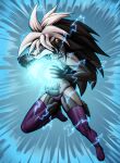 2026 absurd_res andromorph anthro aura badger black_hair blue_eyes clothing digital_drawing_(artwork) digital_media_(artwork) electricity energy_ball fusion gradient_background hair hi_res intersex jewelry legwear long_hair looking_at_viewer mammal mustelid musteline potara_ear_ring purple_clothing purple_legwear purple_thigh_highs purple_underwear simple_background smile solo susan_(za-owl) thigh_highs underwear white_hair za-owl zaul_(za-owl)