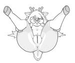 2026 anthro anus archie_(lewdylithical) big_glasses blush blush_lines bodily_fluids breasts butt clitoral_hood deer ears_down eyewear female fluffy fluffy_tail freckled_butt freckles full-length_portrait genital_fluids genitals glasses greyscale hair hair_on_floor heart_eyes heart_symbol holding_both_legs holding_legs_up hoof_hands hooves horn imminent_sex legs_up lewdylithical long_hair looking_at_viewer lying mammal monochrome multicolored_body navel nude on_back pivoted_ears pleading_eyes plump_labia portrait presenting pubic_mound simple_background small_breasts small_horn small_tail solo tail vulva white_background