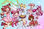  6+girls bell bishoujo_senshi_sailor_moon blonde_hair blue_sailor_collar bow broom broom_riding bubble_skirt cardcaptor_sakura character_request choker color_connection copyright_request detached_sleeves dress feathered_wings genre_connection glove_bow gloves hat heart heart_choker holding holding_wand jens_drawings kaname_madoka kaname_madoka_(magical_girl) kinomoto_sakura kinomoto_sakura_(magician) magical_girl mahou_shoujo_madoka_magica mahou_shoujo_madoka_magica_(anime) mew_ichigo momomiya_ichigo multiple_girls pink_dress pink_eyes pink_hair pink_hat pink_theme puffy_detached_sleeves puffy_sleeves red_choker sailor_collar sailor_moon sailor_senshi sailor_senshi_uniform short_twintails skirt skirt_under_dress tail tail_bell tail_bow tail_ornament tokyo_mew_mew trait_connection twintails wand white_gloves wings 