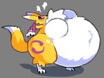  4:3 anthro belly big_belly big_breasts big_butt breasts butt digimon digimon_(species) female fur huge_breasts huge_butt huge_thighs hyper hyper_belly morbidly_obese morbidly_obese_anthro morbidly_obese_female obese obese_anthro obese_female overweight overweight_anthro overweight_female pukupukudragon renamon simple_background solo standing thick_thighs white_body white_fur yellow_body yellow_fur yin_yang 