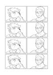  absurd_res akashi_(live-a-hero) anthro bodily_fluids canid canine canis comic dog_operator domestic_dog duo embarrassed facial_hair hi_res human humor live-a-hero male male/male mammal monochrome nervous protagonist_(live-a-hero) scar sniffing_clothes sweat torisoboroyarou 
