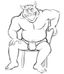  anthro black_and_white briefs bulge chair clothing furniture hand_on_leg male mammal monochrome navel overweight overweight_anthro overweight_male rhinocerotoid rocksteady simple_background sitting sketch slightly_chubby solo teenage_mutant_ninja_turtles teeth_showing thegreatmatsutzu underwear white_background 