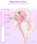  &lt;3 anthro big_breasts big_butt blonde_hair bra breasts butt clothing dialogue donation_drive english_text felid female fur hair hi_res huge_breasts huge_butt huge_tail mammal marzipan_(spottedtigress) milk number pantherine panties pink_body pink_fur slightly_chubby solo speech_bubble spottedtigress text thick_thighs tiger underwear 