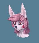  ambiguous_gender anthro cheek_spots fur hair headshot_portrait lagomorph leporid mammal may_(uassault) mortarionlordofdeath pink_body pink_fur pink_hair portrait rabbit red_eyes smile solo tagme 