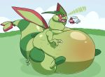  ambiguous_gender belly big_belly cherry de-flator disembodied_hand feral flygon food force_feeding forced fruit hi_res huge_tail hyper hyper_belly nintendo plant pok&eacute;_puff pok&eacute;mon pok&eacute;mon_(species) sitting solo sound_effects stuffing text thick_tail thick_thighs video_games wings 
