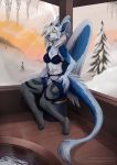  2020 4_toes 5_fingers anthro breasts clothed clothing digital_media_(artwork) dragon feathered_dragon feathered_wings feathers female fingers fur furred_dragon hair hi_res melianah sitting smile solo toes white_hair wings 