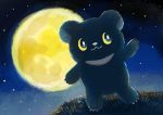  2020 absurd_res araru black_body black_fur chibi detailed_background feral fur hi_res mammal moon night outside solo star ursid 