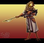  anthro armor artwork_(digital) avian bird chicken claws commission_art digital_drawing_(artwork) digital_media_(artwork) feathers galliform gallus_(genus) hood male phasianid pouch_(disambiguation) solo sunny_way weapon 