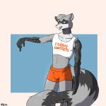  1:1 absurd_res anthro bulge clothing femboy_hooters fur grey_body grey_fur hi_res isaac_robocoon long_tail machine male mammal matixcs procyonid raccoon robot solo uniform 