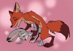  2016 abstract_background ambiguous_penetration anthro anthro_on_anthro anthro_penetrated anthro_penetrating anthro_penetrating_anthro buckteeth canid canine dipstick_ears dipstick_tail disney duo ear_lick eyes_closed female female_penetrated fox from_behind_position fur gloves_(marking) grey_body grey_fur interspecies jabberwockychamber judy_hopps lagomorph larger_male leg_markings leporid licking long_ears looking_pleasured male male/female male_penetrating male_penetrating_female mammal markings multicolored_ears multicolored_tail nick_wilde nude open_mouth open_smile orange_body orange_fur penetration penile penile_penetration pink_background predator/prey rabbit sex simple_background size_difference smaller_female smaller_penetrated smile socks_(marking) teeth tongue tongue_out zootopia 