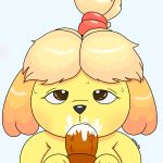  1:1 animal_crossing anthro bell black_nose blonde_hair bodily_fluids breasts brown_eyes canid canine canis cum cum_in_mouth cum_inside domestic_dog duo erection fellatio female female_focus fur genital_fluids genitals hair hi_res isabelle_(animal_crossing) looking_at_viewer male male/female mammal nintendo noirnoir nude oral oral_penetration penetration penile penis sex solo_focus vein video_games yellow_body yellow_fur 