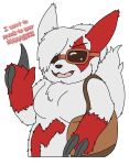  absurd_res alpha_channel angry bag breasts claws darknetic digital_media_(artwork) english_text eyewear female feral flat_colors fluffy fur glasses hi_res karen nintendo open_mouth pok&eacute;mon pok&eacute;mon_(species) red_body red_fur solo text tongue video_games white_body white_fur zangoose zangtober_2020 
